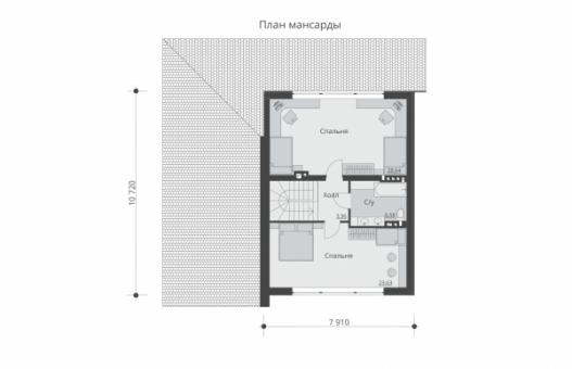 Проект одноэтажного дома с террасой и мансардой